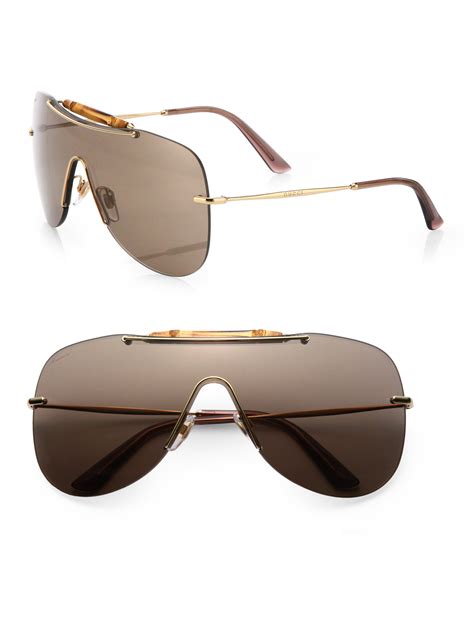 gucci eyeglasses lastcall bamboo|Gucci rimless shield sunglasses.